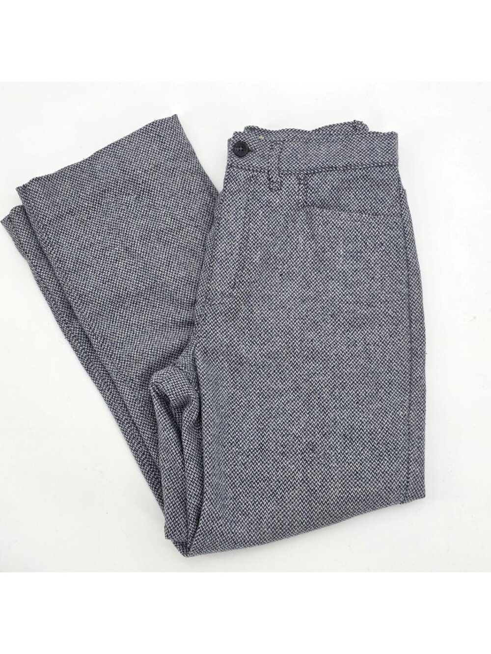 Vintage LL Bean Pants Womens 10 Blue Wool Tweed Herringbone Lined Casual Career